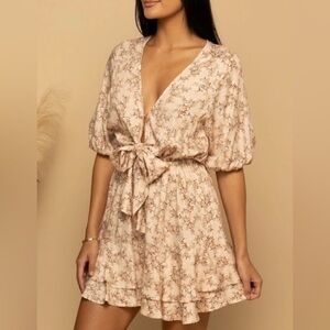 NWT Shore Brand Malta Mini Dress Pastel Light Pink Floral Ruffle - Size XS